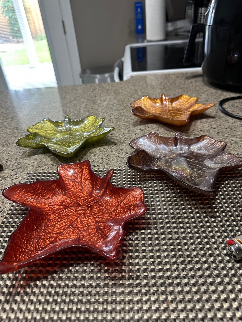 Decorative Leaf Glass Dishes - Multicolor Set